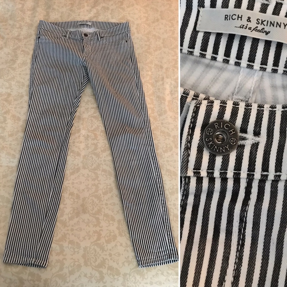 Rich and Skinny Gray and White Striped Jeans